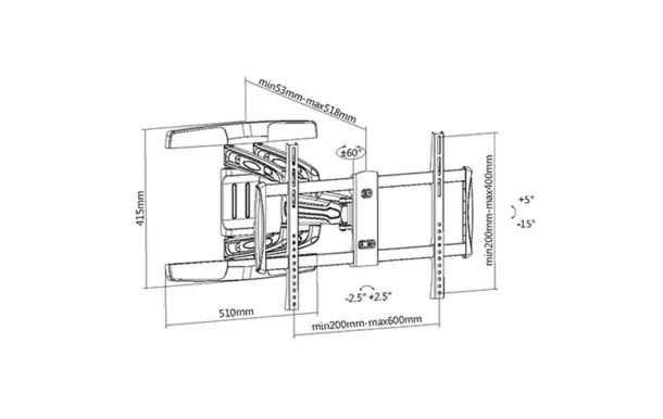 MBG FRANCE Support mural inclin AL3780-6A